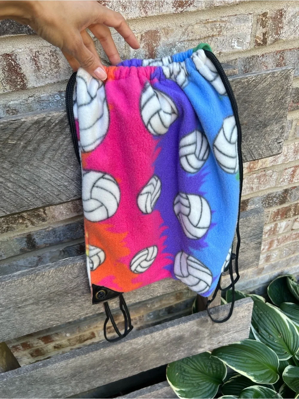 Kids Colorful Volleyball Drawstring Backpack - Multicolor volleyball theme
